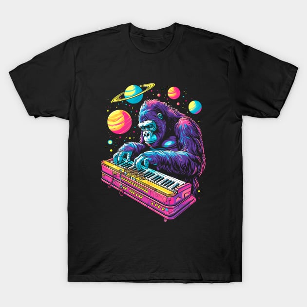 Galactic Gorilla Organist T-Shirt by AriWiguna